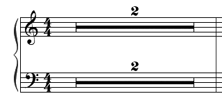 Multi-Measure Rest on Two Staff Groups